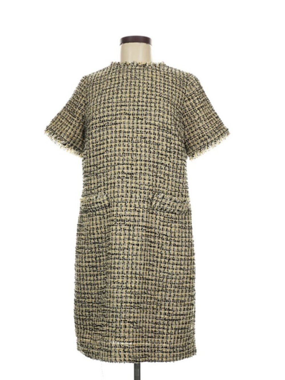 Ann Taylor Navy and Ivory Tweed Midi Dress